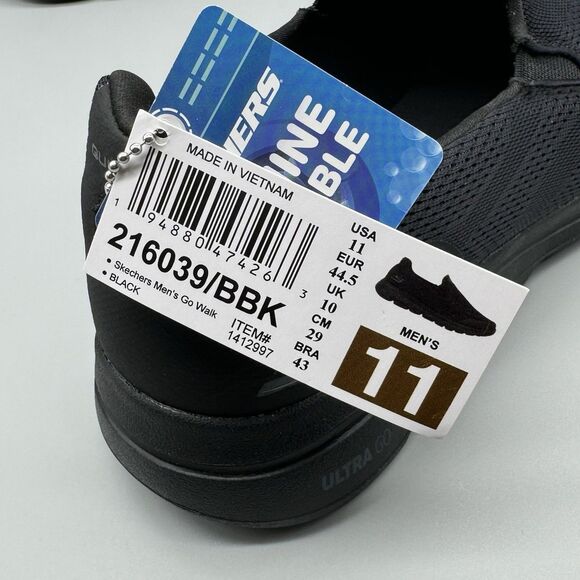 SKECHERS MEN GO WALK SLIP-ON WALKING SHOE SIZE 11 BLACK LIGHTWEIGHT CASUAL - Picture 9 of 12